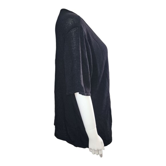 Sag Harbor Sweater Womens Plus Size 2X Solid All Black Layered Look Pullover - Picture 4 of 7